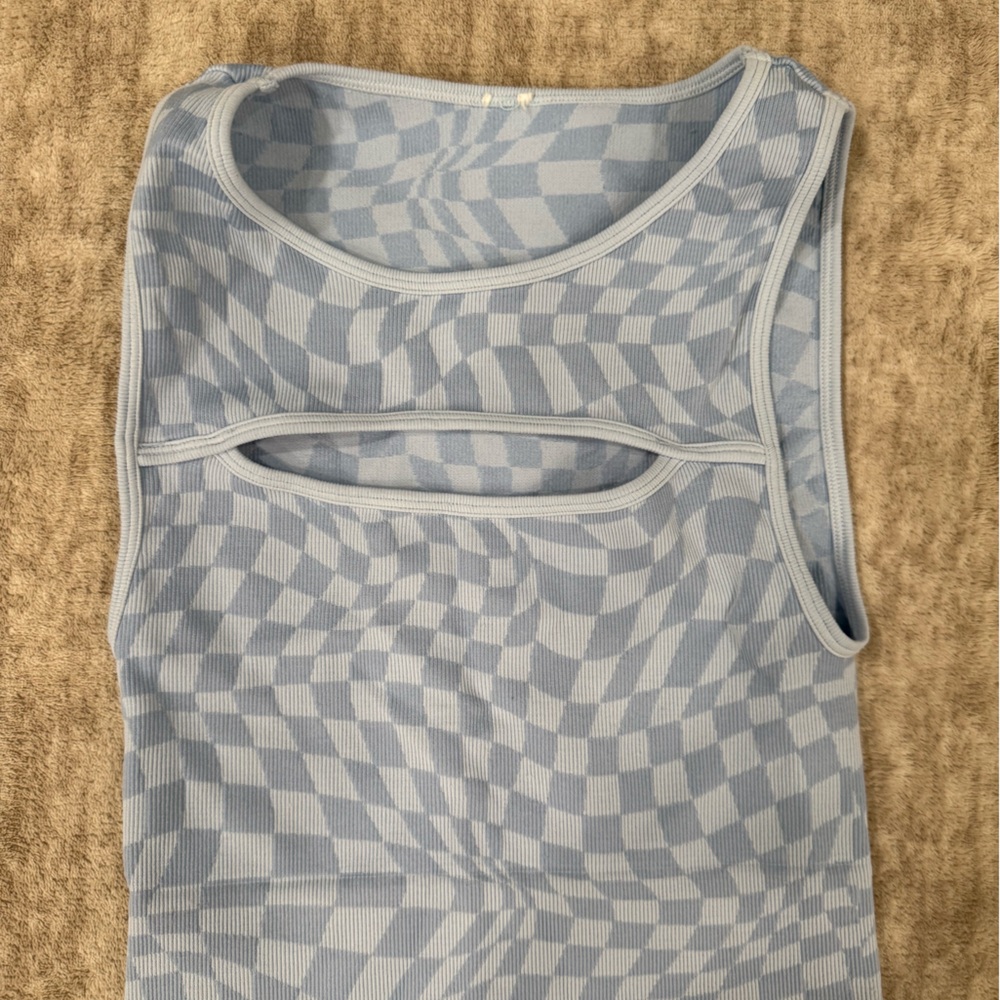 Blue Geometric Patterned Top